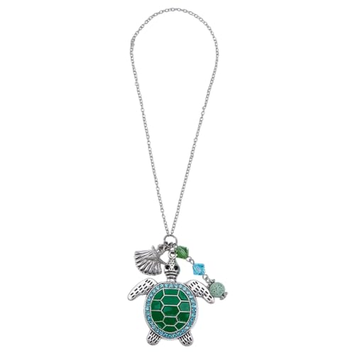 DELORIGIN Sea Turtle Essential Oil Diffuser for Rear View Mirror Alloy Tortoise Charm Enamel with Rhinestone Pendant Decoration Shell Starfish Car Hanging Ornament for Bag Keychain Home Door