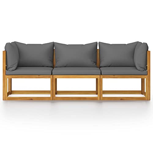 Yolola Lounge Gartenmöbel Set Holz 7-TLG. Balkonmöbel Kleiner Balkon mit Creme Auflagen,Balkon Lounge Klein,Gartensofa Ecksofa Terrasse Modulares Sofa mit 3X Eckteil + 2X Mittelteil + Sessel + Tisch – Bild 4