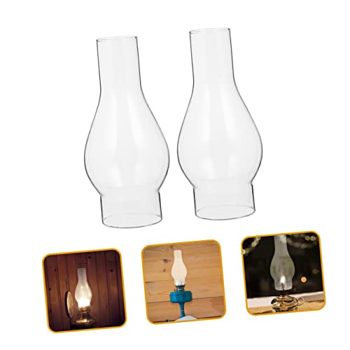 ORFOFE 2pcs Clear Glass Kerosene Lamp Chimney Delicate Replacement Glass Lampshades for Oil Lamps Oil Lamp Replacement Chimneys Kerosene Lantern Chimneys Replacement Globes