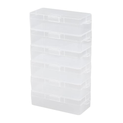 Image of 6-Pack Medium Clear Plastic Storage Containers with Latching Lid, Art Craft Supply Organizer Box, 6.49 inch x 3.03 inch x 1.8 inch