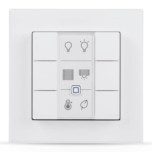 Homematic IP Smart Home Wandtaster – 6-fach, Wandschalter, sechs Tasten, Zubehör für Ihr Homematic IP Smart Home, universell einsetzbar, schaltet Aktoren und Thermostate, kabellos, 142308A0