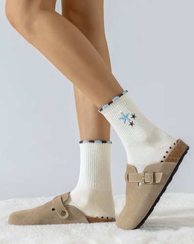 Image of Yawlsow Pilates Grip Socks for Women Yoga Grippy Socks Cute Barre Non Skid Athletic Crew Sticky Sock Workout Hospital