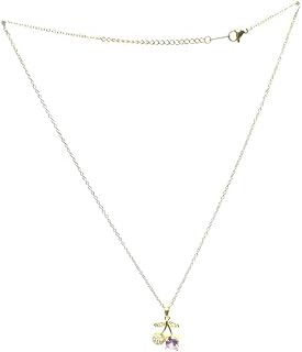 Necklace With Cherry Design For Girl - Gold Purple