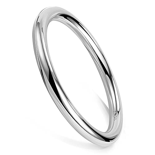 Meilanduo Solid 925 Sterling Silver 7Mm High Polished Round Circle Bangle Shiny Minimalist Bangle Bracelet For Women Girls (Silver-Tone, 1X 65Mm For Medium) #TOP25