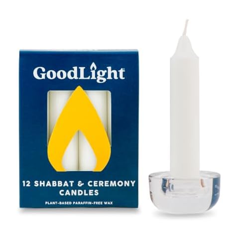 GoodLight Paraffin-Free Shabbat and Sabbath Ceremony Candles, Made from Vegan Palm Wax, Jewish Shabbat Candles, 3-Hour Burn Time (72 Unscented Shabbos Candles, White) Cover