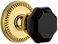 Grandeur Hardware 850439 Newport Rosette with Lyon Knob Passage, Backset Size: 2.375", Lifetime Brass