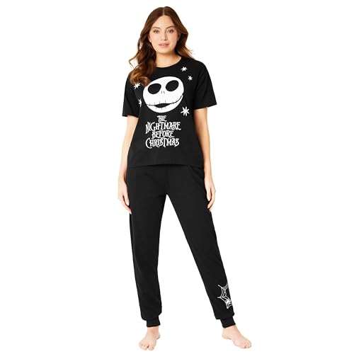 Disney Nightmare Before Christmas Pijamas para Adulto - Conjunto de Pijamas de 2 Unidades, Pijamas Invierno Navidad (L, Negro/Navidad)