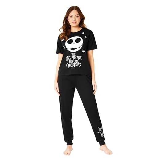 Disney Nightmare Before Christmas Pijamas para Adulto - Conjunto de Pijamas de 2 Unidades, Pijamas Invierno Navidad (L, Negro/Navidad)