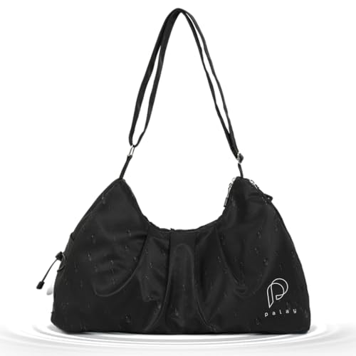 Image of PALAY Gym Duffle Bag with Shoe Compartment for Women, Lightweight, Black | Waterproof Nylon Fabric, Adjustable Strap, Personal Carry-on Size, Fits Under-seat, for Travel, Hospital, Overnight