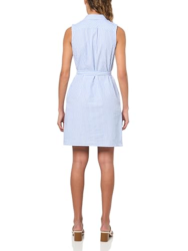 Image of Tommy Hilfiger Women's Sleeveless Collared Button Front Tie Waist Mini Shirt Dress
