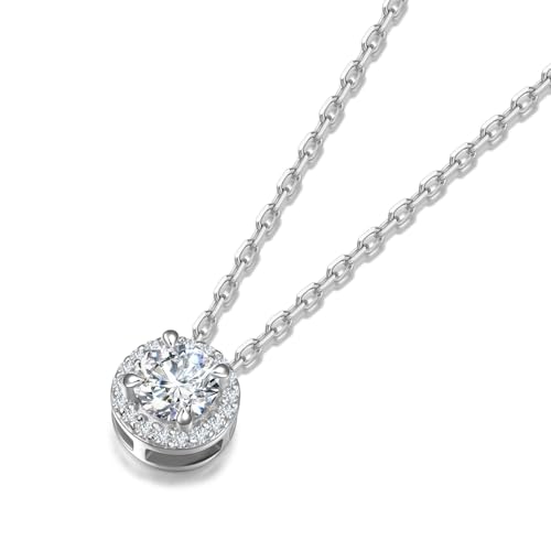 AGVANA Halo of Devotion 0.38-1.19 Ct. Tw. Lab-Grown Diamond Halo Pendant Necklace in Sterling Silver (D-E Color, VS Clarity) Fine Jewelry Promise Anniversary Birthday Gifts for Women, 16-18" Chain4