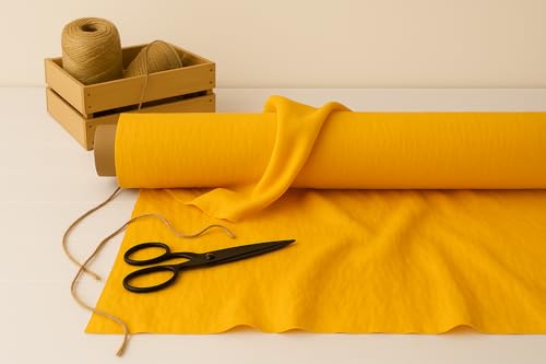 Bright Yellow Cotton Linen Blend Fabric by The Yard –