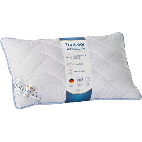 PROCAVE TopCool Kopfkissen Kochfest 50x80 cm, Qualitäts-Stepp-Kissen, Atmungsaktives Allergiker, Winter- und Sommer-Kissen 100% Aus Deutschland