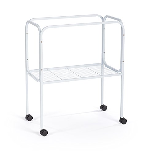 Prevue Pet Products Bird Cage Stand with Shelf - Medium Metal Cage Stand with Rolling Wheels, Mid‑Height for Cage Accessories, Toys, and Storage - White by Prevue Pet Products - Used condition - US$42.54