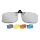 HOYEE EYES Clip on Sunglasses Over Prescription Glasses, Polarized glasses Man Women UV Protection (silver, Rectangular)