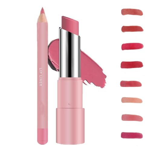 Genli Glaze Oil Balm, Genli Pink Drip Lipstick, Nuewskin Lip Balm, 24h Long-Lasting Moisturizing Smooth Shine Balm Set (07#-Pink Drip)