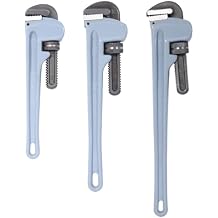 3-Piece Aluminum Straight Pipe Wrench Set 14"/18"/24" Heavy Duty Adjustable Plumbing Wrench, Full Floating Forged Jaws, Self-Cleaning, for Pipe Repair, Plumbing, Household & Automotive