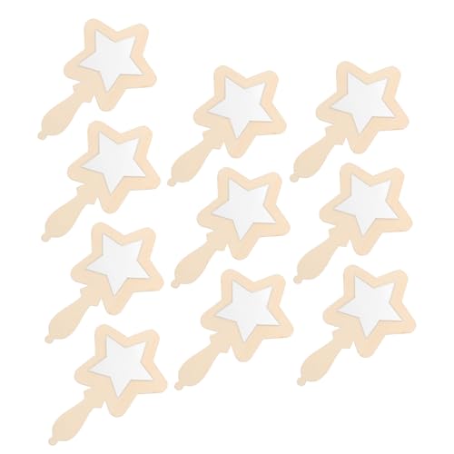 WOFASHPURET 10Pcs Star Shaped Handheld Mirrors Unfinished Wood Makeup Mirror for DIY Crafts Safe Easy to Grasp Decor for Enhance Creativity and Self Recognition