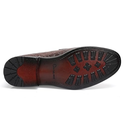Image of Men's Dress Shoes Slip-On Loafers Leather Formal Shoes Crocodile Printed with Buckle