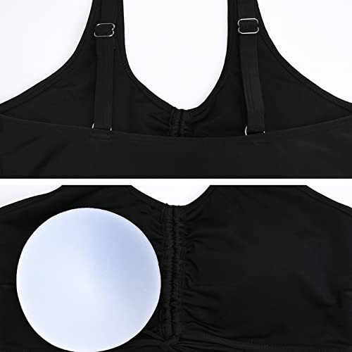 Sweetbump Maternity High Waist Swimsuit Two Piece Bathing Suit Cute Bikini Tie Ruched Front Crop Top Pregnancy Swimwear Black Xl #TOP5