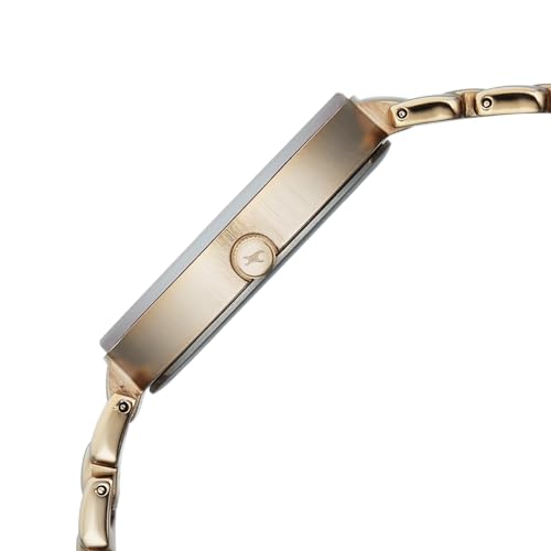 Image of Fastrack Chrome K Quartz Analog with Maroon Dial Titanium Brass Solid Strap Watch for Women - 6216QM03