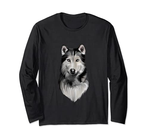 Siberian Husky Dog Lover Long Sleeve T-Shirt, Black