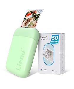 Liene Pearl K100 Fotodrucker Smartphone, Tragbarer Sofortbilddrucker mit 50 Zink-Klebepapier, Bluetooth 5.0, kompatibel mit iOS/Android, Kleiner Fotodrucker für iPhone (Grün)