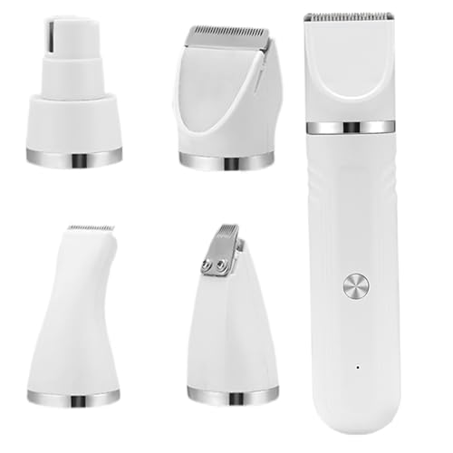 TOPofly Dog Hair Trimmer, Dog Grooming Clippers, 4-in-1 Cordless Pet Grooming Kit, Low Noise Dog Hair Trimmer, 1.3x5.9 ReChargingable Dog Paw Trimmer for Small Large Dogs Cats White