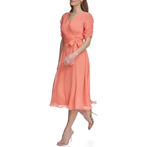 Image of DKNY Women's 3 /4 Sleeve Faux Wrap Dress