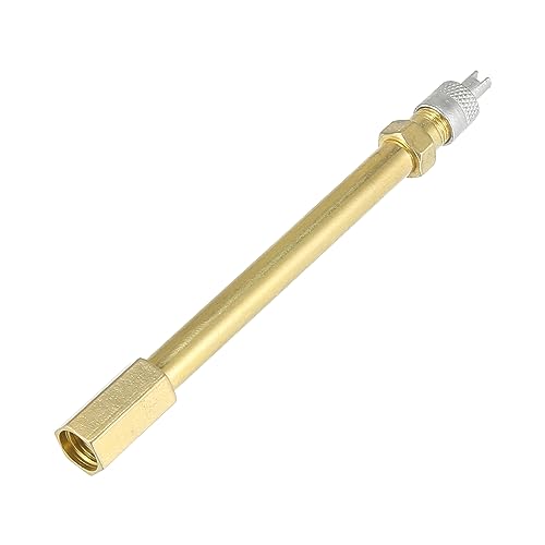 Image of X AUTOHAUX 100mm /3.94 inch Long Brass Auto Tire Valve Extension Adaptor Air Tyre Stem Extender Inflation Stright Bore for Car Truck Motorcycle Bike Mower Scooter