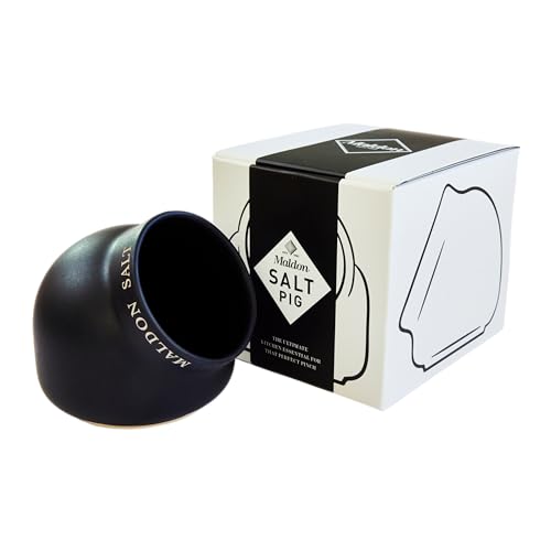 Maldon Salt - Cerdo de cerámica | Hecho de cerámica de calidad con un diseño clásico | Complemento perfecto para la cocina o el comedor | Negro