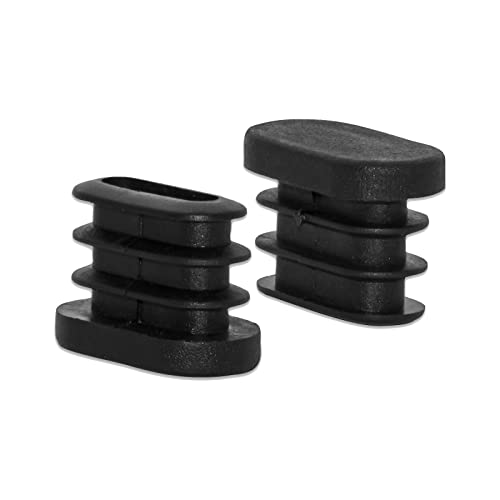 Image of Flyshop 12 x 23 mm, 1 /2 inch x 15 /16 inch OD Black Durable Plastic Plugs Tubing End Caps Oval Chair Glide Inserts 8 Pack