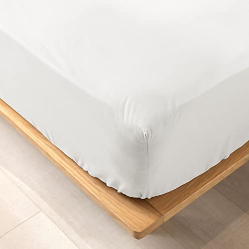Douceur d'Intérieur Sábana Bajera 100% de algodón, 160 x 200 cm, orgánica, Biolina, Blanco