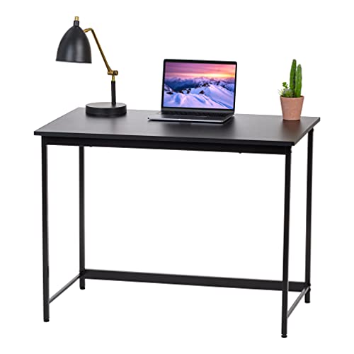 IRIS USA, Inc. 39 Inch Modern Laptop and Computer Desk Office Table for Home Office, Water and Scratch Resistant Surface Gaming Desk, Easy to Assemble Black Desk
