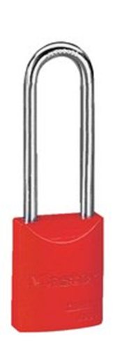 Image of Master Lock 6835LTRED High-Visibility Keyed Different Aluminum Padlock, Extra Length Shackle, Red