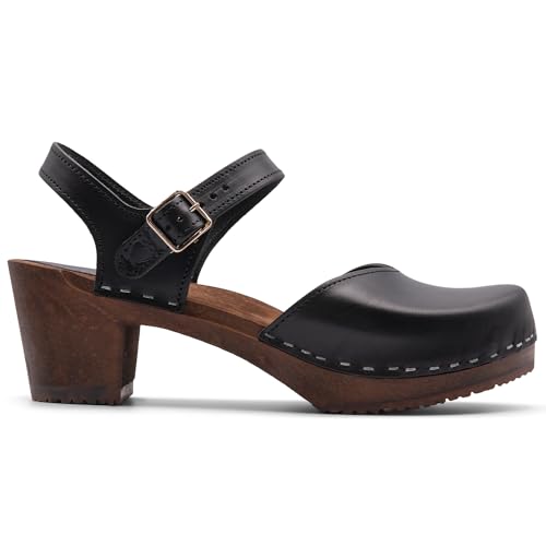 Image of Sandgrens Handmade Swedish Wood Clogs for Women, High Heel Sandal | Victoria