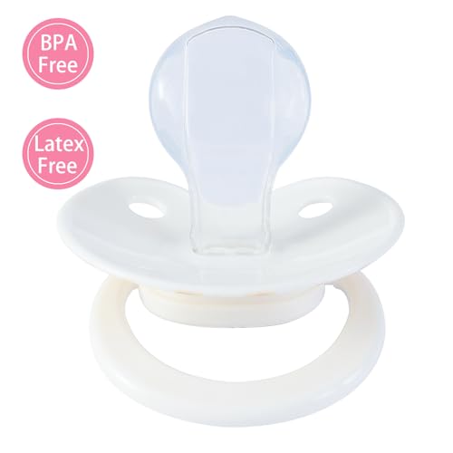 Image of Cute Adult Dummy: Big Shield Paci for Anxiety - Pretty Soft Silicone Nipple for Sleep - Butterfly Bows Large Binky for Autism with Case