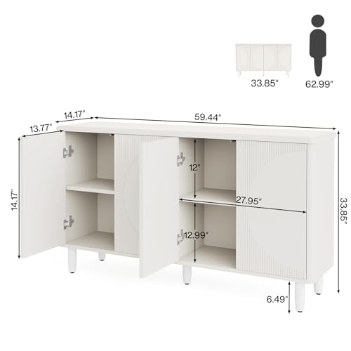 Little Tree MH093 59-Inch White Buffet Cabinet Sideboard thumb #2