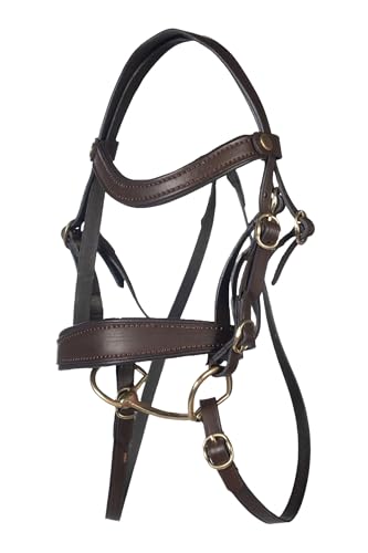 Mors Basic HKM pour cheval de bataille marron avec rênes et bandeau inclus