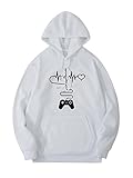 SHENHE Men's Graphic Drawstring Pullover Hoodies Long Sleeve Hooded Sweatshirt Tops White L