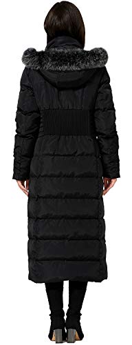 Molodo Women's Long Down Coat With Fur Hood Maxi Down Parka Puffer Jacket (Black, Medium) #TOP4