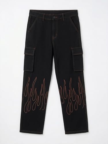 Image of The Souled Store Straight-Fit Denim: Men and Boys Cotton Blend Straight Fit Cargo Pockets Lightweight Everyday All-Season Denim Jeans