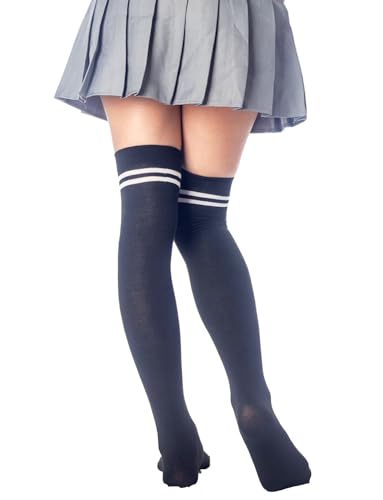 Image of iB-iP Women's Football Style Stripes Sports Thigh High Long Socks
