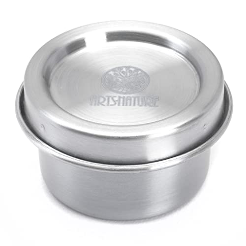 ARTS-Nature Mini Edelstahl Dose 50ml Lunchbox Zubehör rund z.B. für Soßen, Dressing, Dips Cover