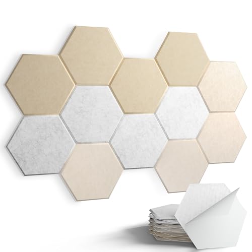 Image of Acoustic Panels, Magrowill 12-Pack Soundproof Wall Panels 14 X 12 X 0.4 Inches, Sound Absorbing Panels with Full Self-Adhesive, Interior Wall Decor Felt Tiles Board