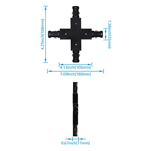 Connecteur H Track X noir rail eclairage 3 fils circuit unique