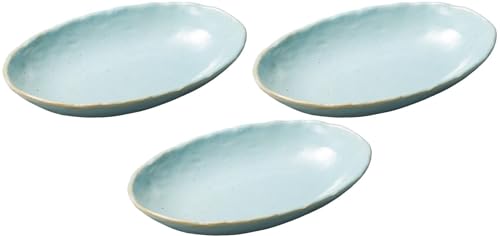 3個セット ターコイズブルー小判カレー皿 [ 26.5×18.5×4cm ] | 楕円皿