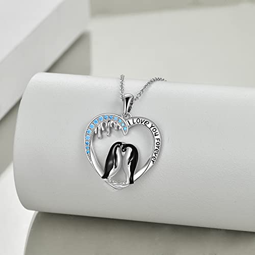 Penguin/Cat/Horse/Elephant/Wolf/Hummingbird/Giraffe/Eagle Pendant Necklace Sterling Silver I Love You Forever Animal Necklace Jewelry Gifts for Women3