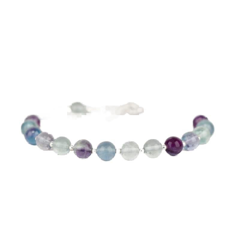 Bracelet en fluorite de 6mm ajustable, le cadeau unisexe idéal