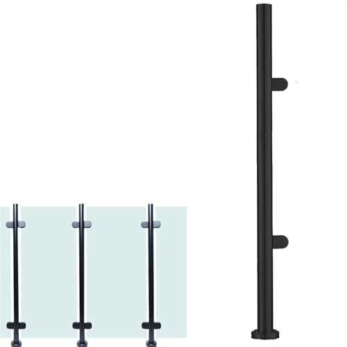 24 28 32 36 40 44 48 in Height Glass Stair Railing Handrail, Glass Balustrade Post for Balcony Barriers, Stainless Steel Railing Fence Pole Handrail Fencing(B-Edge,Height 40in/100cm)